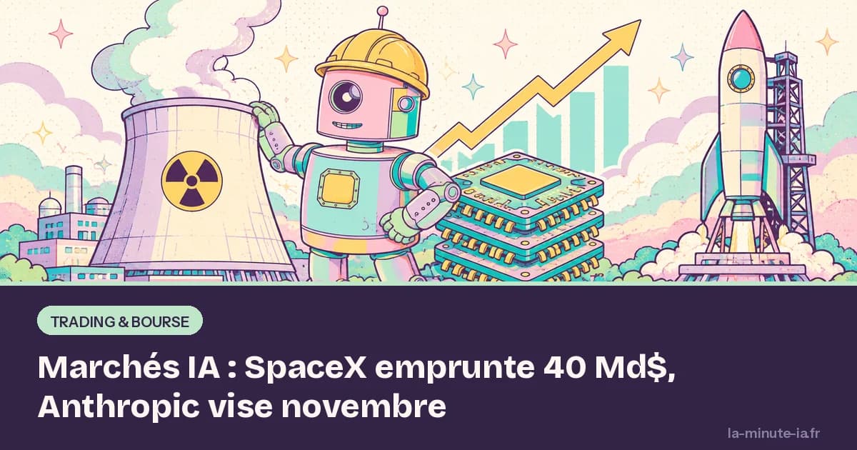 Marchés IA : SpaceX emprunte 40 Md$, Anthropic vise novembre