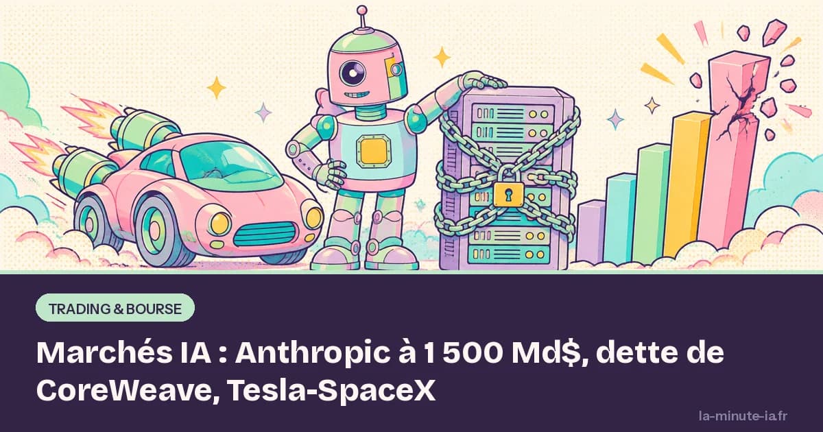 Marchés IA : Anthropic à 1 500 Md$, dette de CoreWeave, Tesla-SpaceX